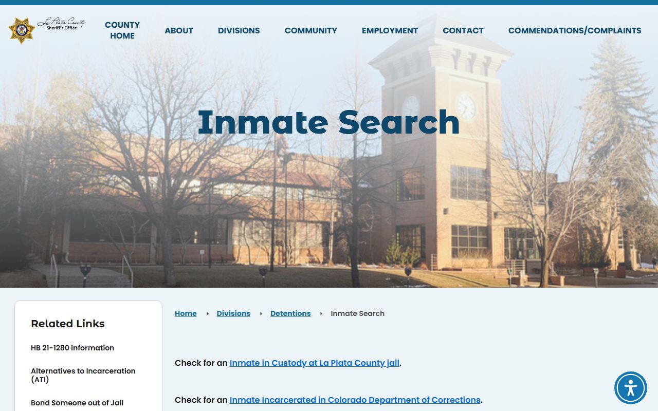 San Juan County roster lookup route through La Plata inmate search